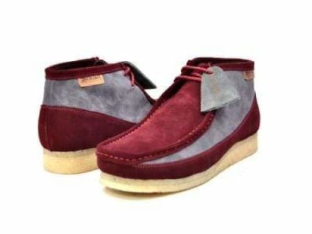 British Walkers Walker 100 Wallabee Boots Men s Burgundy and Gray Suede Sale