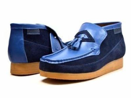 British Walkers Classic Men s Blue Leather and Suede Slip On Supply