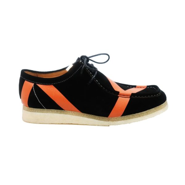 British Walkers Men s Wallabee Low Top Men s Black and Orange Striped Suede Online Sale