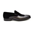 British Walkers Shiraz Crocs Men s Black Crocodile Leather and Suede Loafers Supply