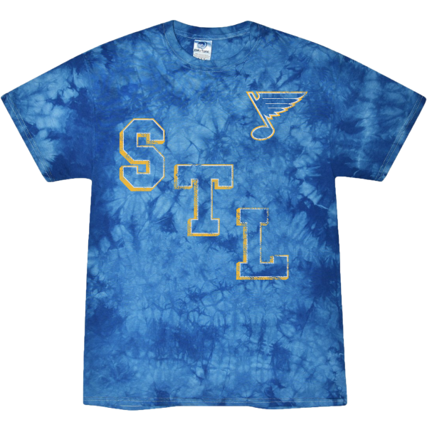 ST. LOUIS BLUES SERIES SIX STL DIAGONAL TIE DYE TEE- ROYAL For Sale