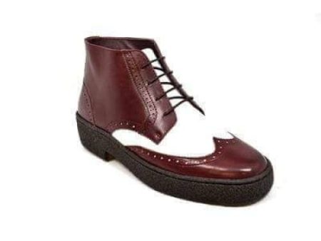 British Walkers Wingtip Two Tone Burgundy and White Leather For Cheap