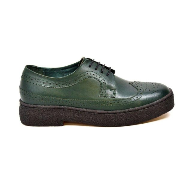 British Walkers Playboy Originals Wingtip Low Cut Men s Hunter Green Leather Oxfords For Discount