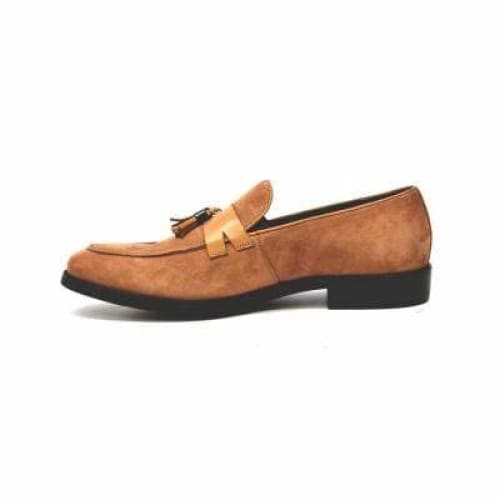 British Walkers Space Men s Cognac Suede and Leather Sophisticated Crepe Sole Loafers on Sale