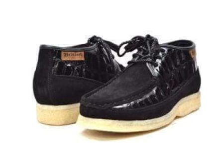 British Walkers Knicks Croc Men s Black Crocodile Leather and Suede Online Hot Sale