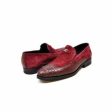 British Walkers Shiraz Crocs Men s Burgundy Crocodile Leather and Suede Loafers Online Sale