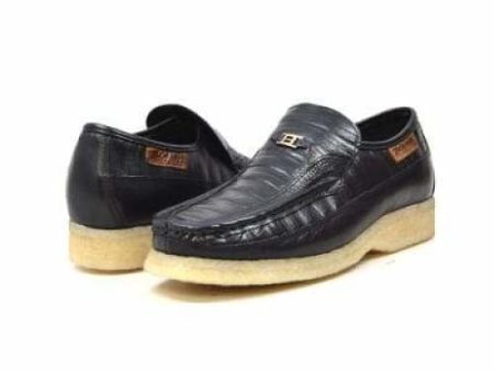 British Walkers Brick Men s Black Leather Crepe Sole Slip On Shoes Cheap