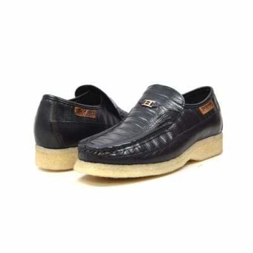 British Walkers Brick Men s Black Leather Crepe Sole Slip On Shoes Cheap