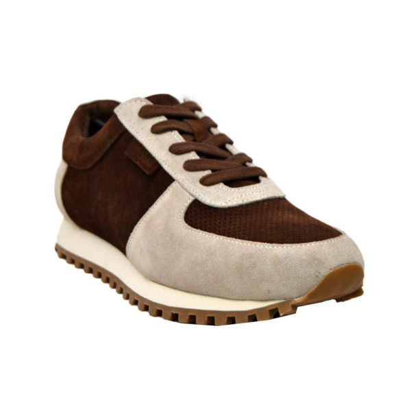 British Walkers Surrey Men s Brown and Beige Leather and Suede Sneakers Discount