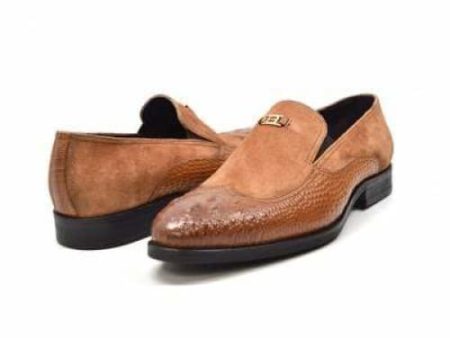 British Walkers Shiraz Men s Tan Crocodile Leather and Suede Loafers Online Hot Sale