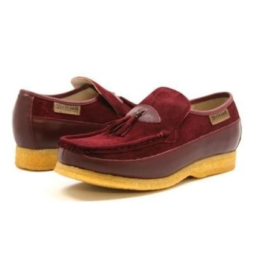 British Walkers King Men s Old School Burgundy Suede Slip On Shoes on Sale