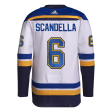 ST. LOUIS BLUES ADIDAS AUTHENTIC PRO-STITCH SCANDELLA #6 AWAY JERSEY - WHITE Hot on Sale