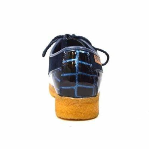 British Walkers Crown Croc Men s Navy Blue Crocodile Leather and Suede Lace Up Crepe Soles Fashion