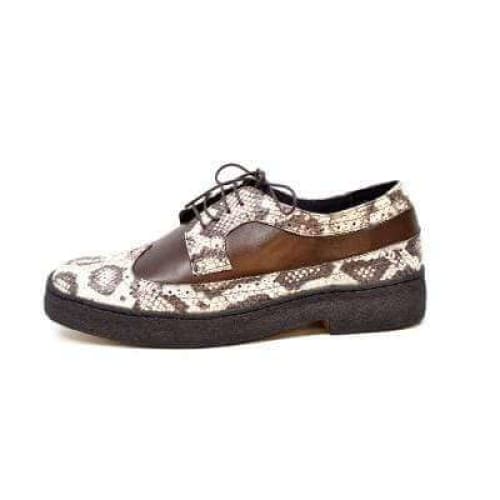 British Walkers Wingtip Low Cut Men s Brown Snake Leather For Cheap