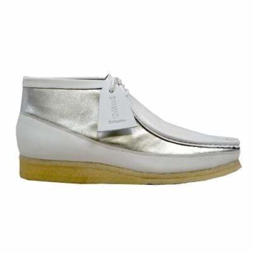 British Walkers Walker 100 Wallabee Boots Men s White and Silver Leather For Discount