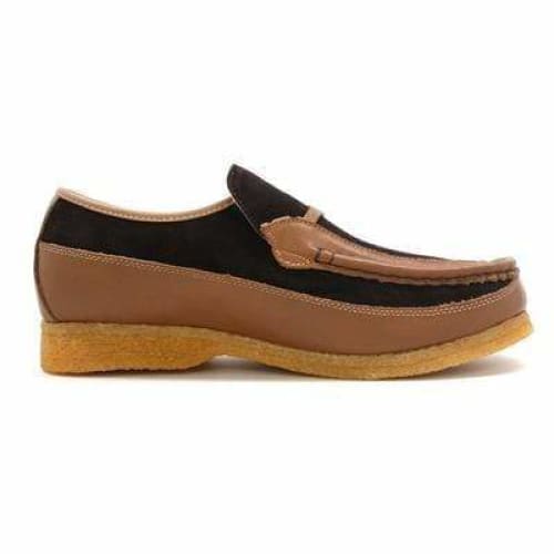 British Walkers Power Men s Brown and Tan Leather Crepe Sole Slip Ons Sale