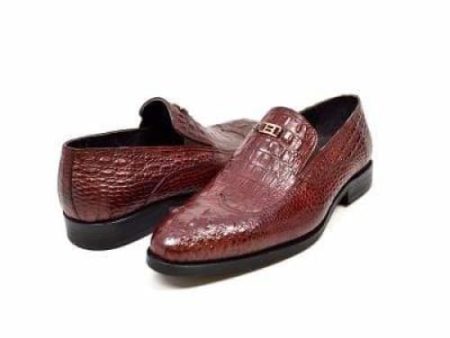 British Walkers Shiraz Crocs Men s Bordeaux Crocodile Leather Loafers Online Sale