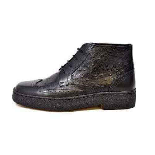 British Walkers Playboy Original Ostrich Wingtip Men s Black Leather and Ostrich High Tops Supply