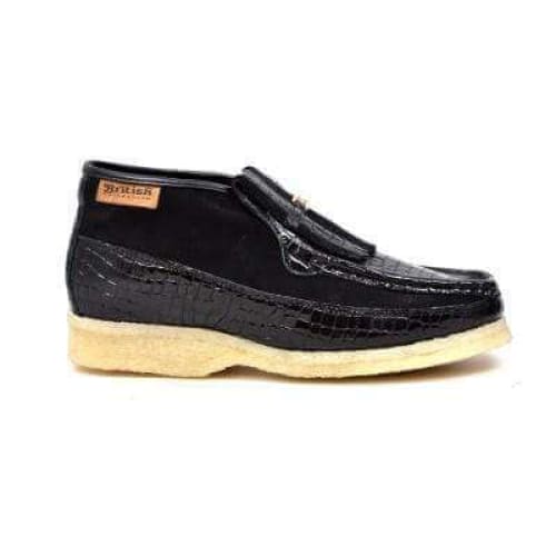 British Walkers Apollo Crocs Men s Black Crocodile Leather and Suede Online Sale