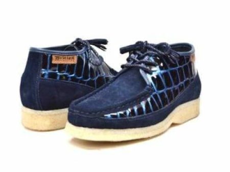 British Walkers Knicks Croc Men s Navy Blue Crocodile Leather and Suede Cheap