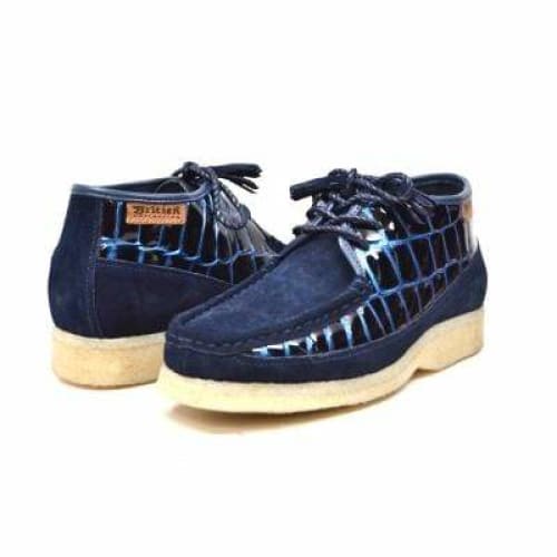 British Walkers Knicks Croc Men s Navy Blue Crocodile Leather and Suede Cheap