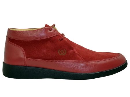 Johnny Famous Bally Style Central Park Men s Red and Black Leather and Suede High Tops Online Sale