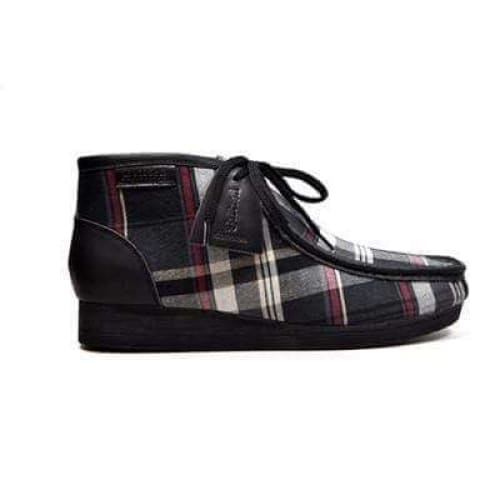 British Walkers New Castle Print Wallabee Boots Men s Black Plaid Leather and Suede Hot on Sale