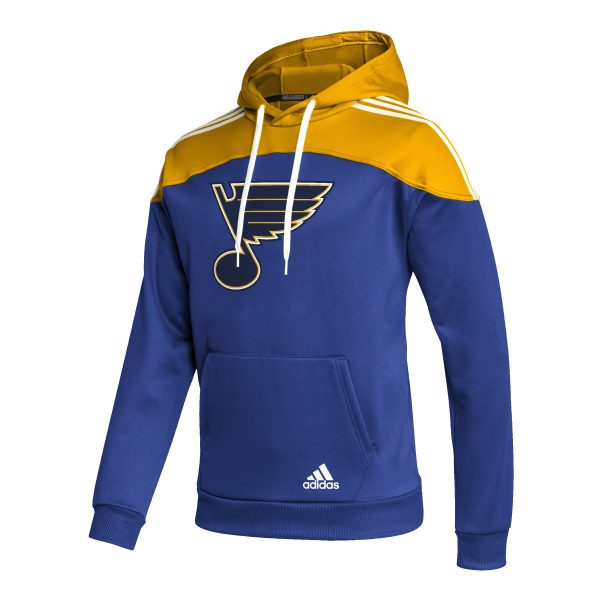 ST. LOUIS BLUES ADIDAS 3 STRIPED NOTE HOODIE - ROYAL GOLD For Discount