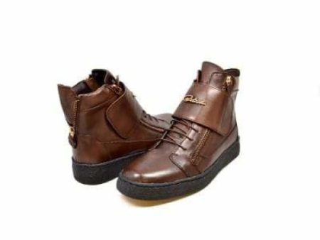 British Walkers Empire Men s Brown Leather Crepe Sole High Tops Online Sale