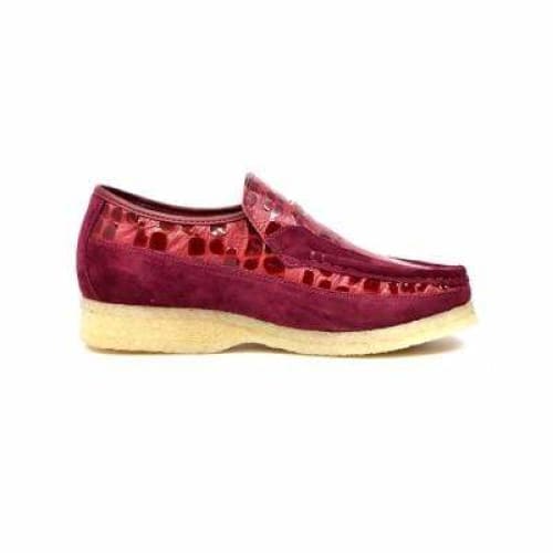 British Walkers Stone Men s Wine Red Pattern Suede Slip On Shoes on Sale