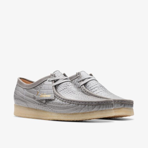 [26176573] Mens CLARKS WALLABEE - GREY CROCODILE PRINT Cheap