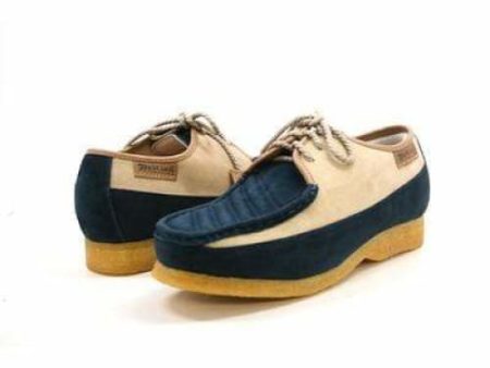 British Walkers Crown Men s Navy and Beige Suede Crepe Sole Low Top Shoes Online Hot Sale