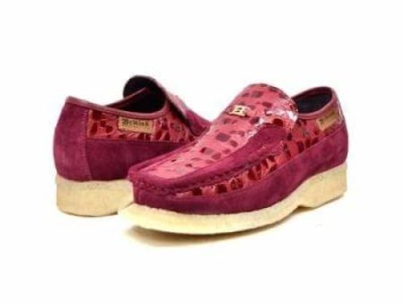 British Walkers Stone Men s Wine Red Pattern Suede Slip On Shoes on Sale