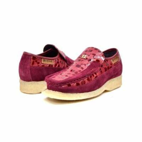 British Walkers Stone Men s Wine Red Pattern Suede Slip On Shoes on Sale