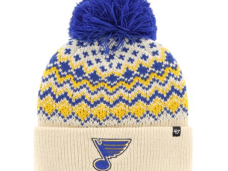 ST. LOUIS BLUES  47 LADIES ELSA STRIPED POM KNIT - NATURAL Hot on Sale