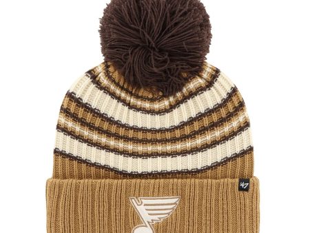 ST. LOUIS BLUES  47 LADIES STRIPED POM KNIT - ESPRESSO Hot on Sale