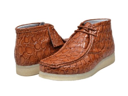 British Walkers Crocs Wallabee Boot Men s Cognac Crocodile Leather Discount