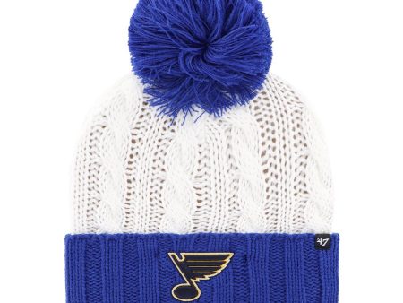 ST. LOUIS BLUES  47 LADIES NOTE FIRESIDE POM KNIT - ROYAL WHITE Online Hot Sale