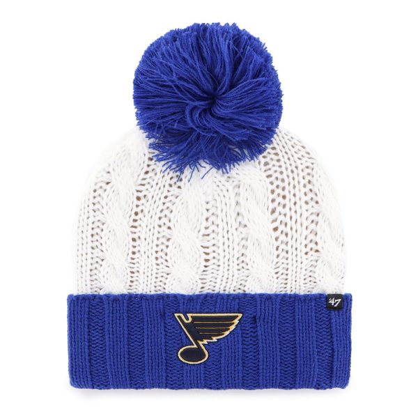 ST. LOUIS BLUES  47 LADIES NOTE FIRESIDE POM KNIT - ROYAL WHITE Online Hot Sale