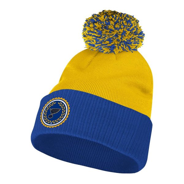 ST. LOUIS BLUES ADIDAS NOTE PATCH POM KNIT - ROYAL GOLD Supply